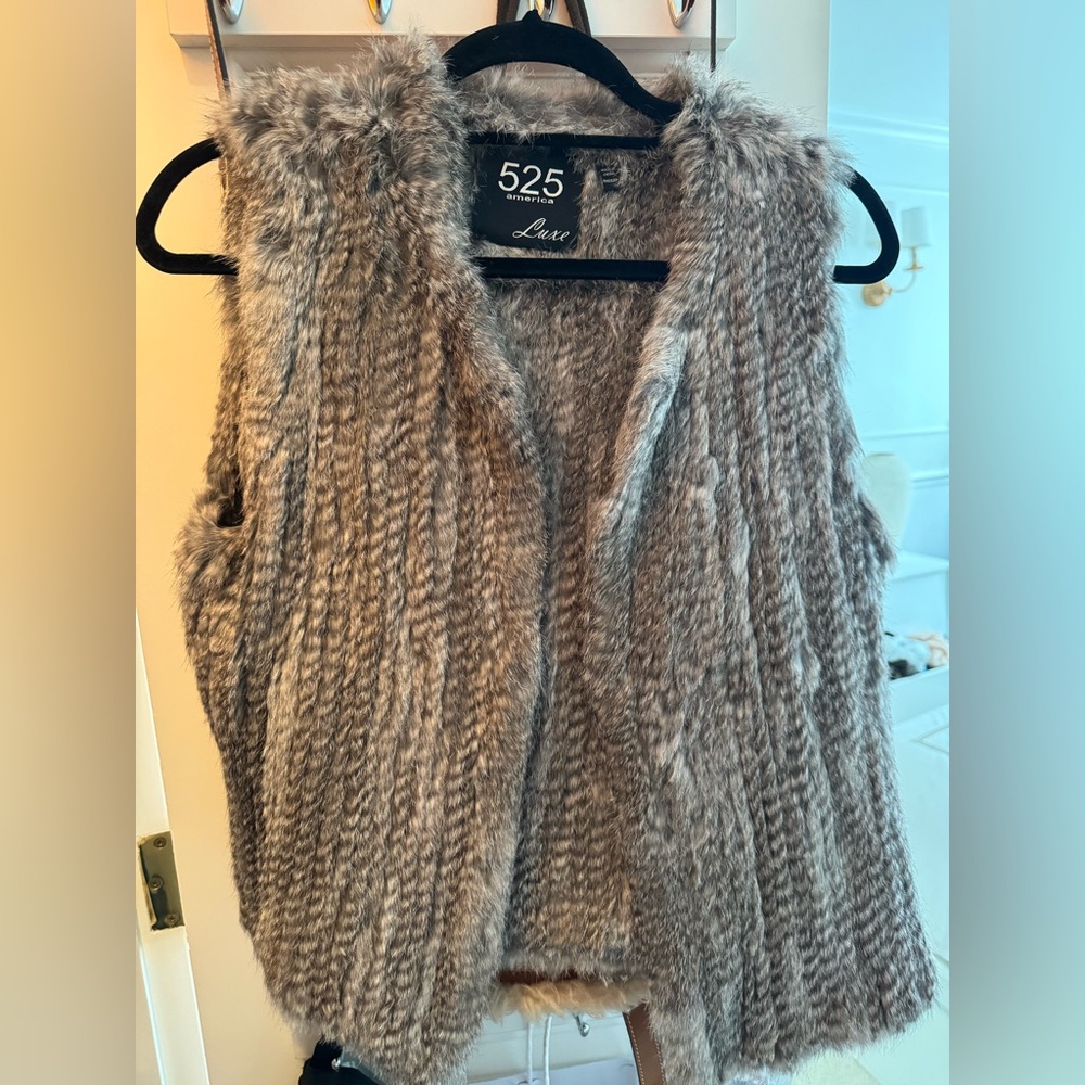 Grey Rabbit Fur Vest